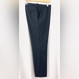 The Original Penguin-Wool Mix Tapered Leg Suit Pant Dark Gray Subtle Plaid 38x32